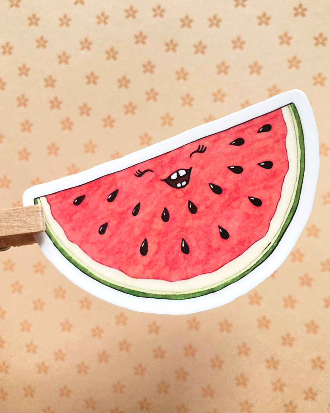 sticker d'une pasteque illustrée avec un visage