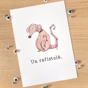 Illustration d'un rat blessé, recousu et scotché pour illustrer "un rafistolé"