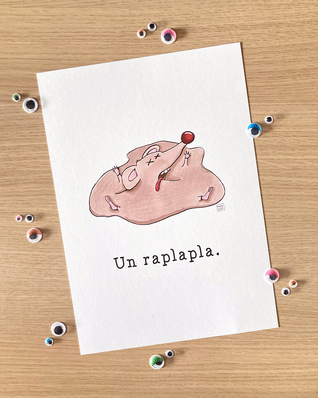 Rat tout écrasé qui illustre le jeu de mot "un raplapla"