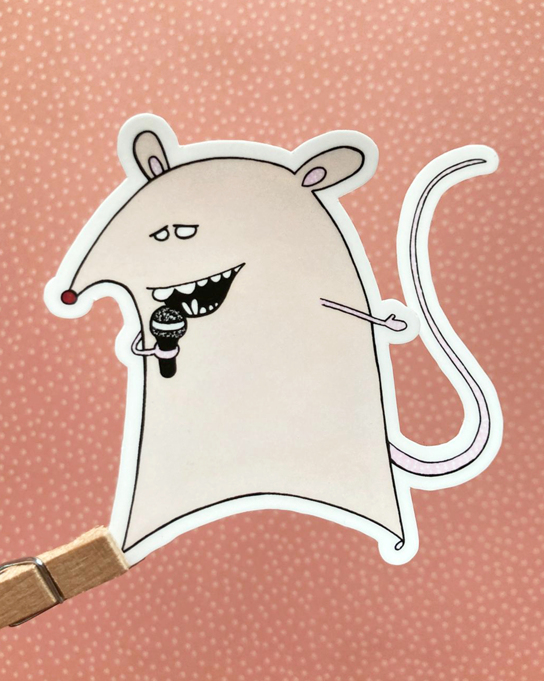 sticker de rat qui illustre le jeu de mot "karaoké"